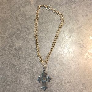JBloom necklace and patina cross